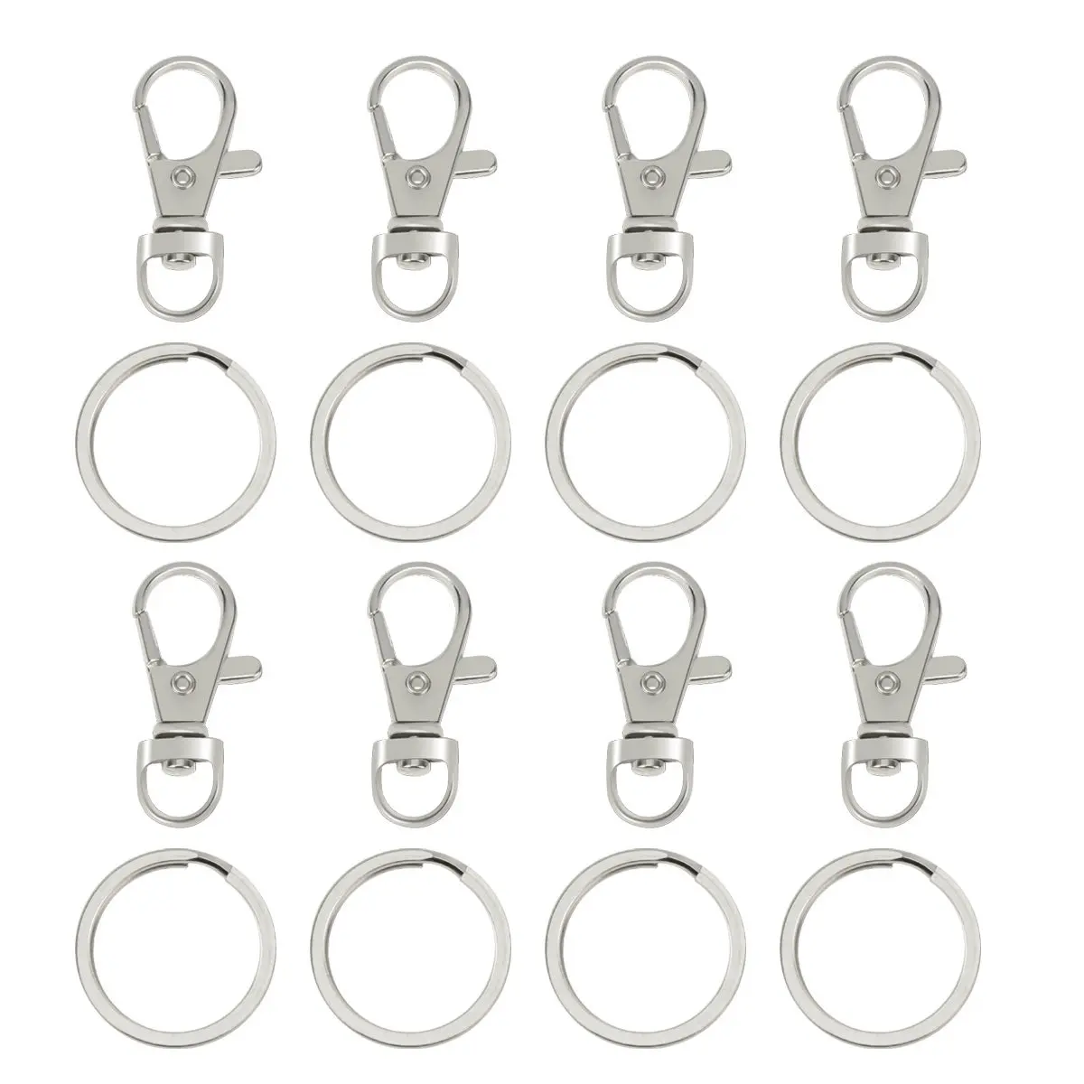 60Pcs Buckles Key Rings Dog Buckle Metal Keychains Zinc Alloy for Key Chains Car Keys Home Keys DIY Creative Keyring Accessories