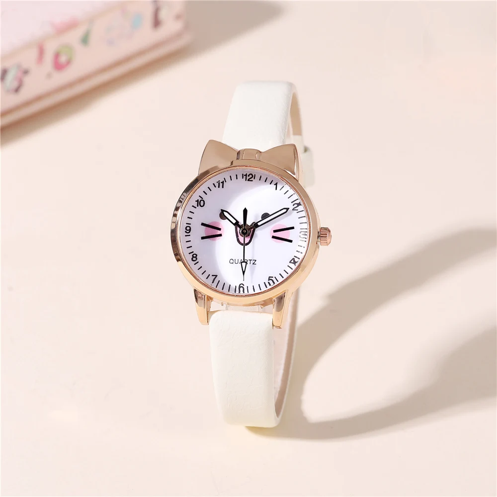 fashion small dial slim leather students quartz watch