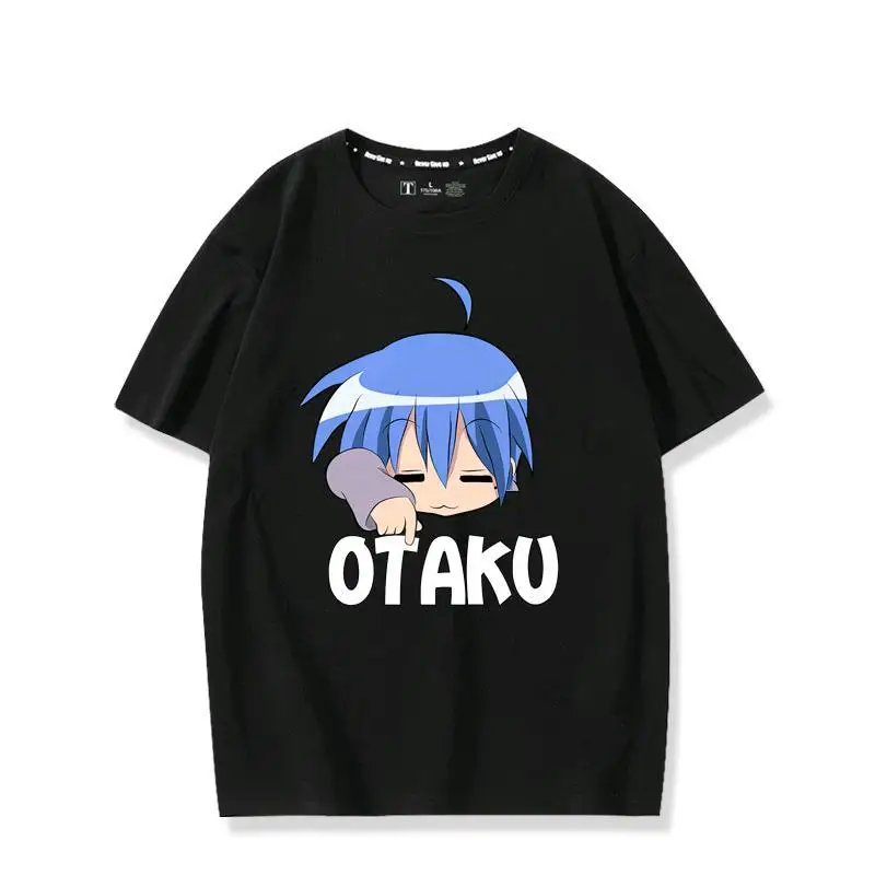 Camiseta de otaku de la estrella de la suerte para hombre, camisa con estampado 3D, cuello redondo, estilo Harajuku callejero, ropa de verano,