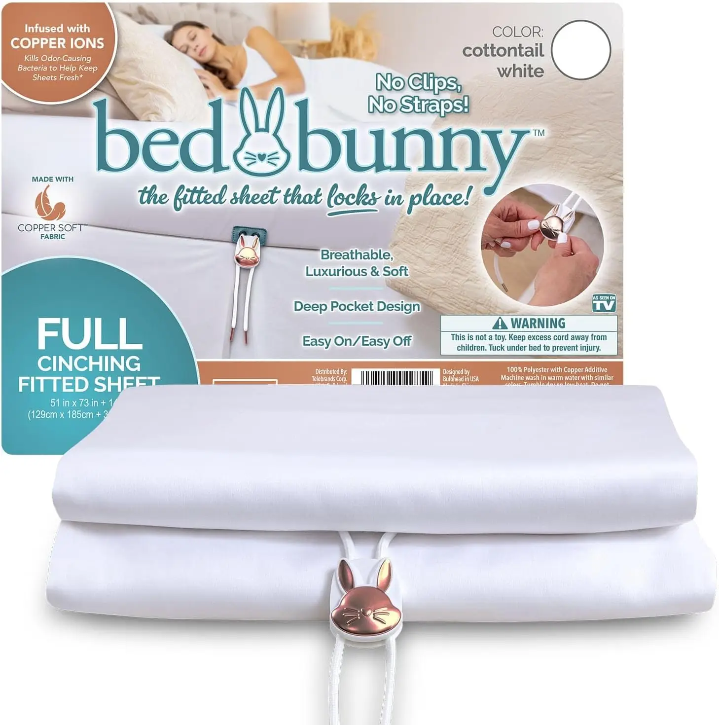 

Locking Fitted Sheet, Hugs Mattress, Won’T Slip, Stays Tight, As-Seen-On-Tv, Coppersoft Luxurious Comfort, Copper Infused,