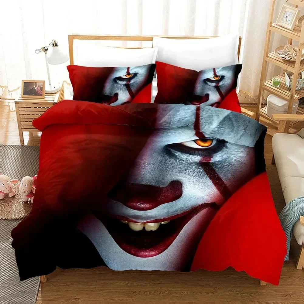 

Horror Moive IT Clown Bedding Set Duvet Cover Bed Set Quilt Cover Pillowcase Comforter king Queen Size Boys Adult Bedding Set