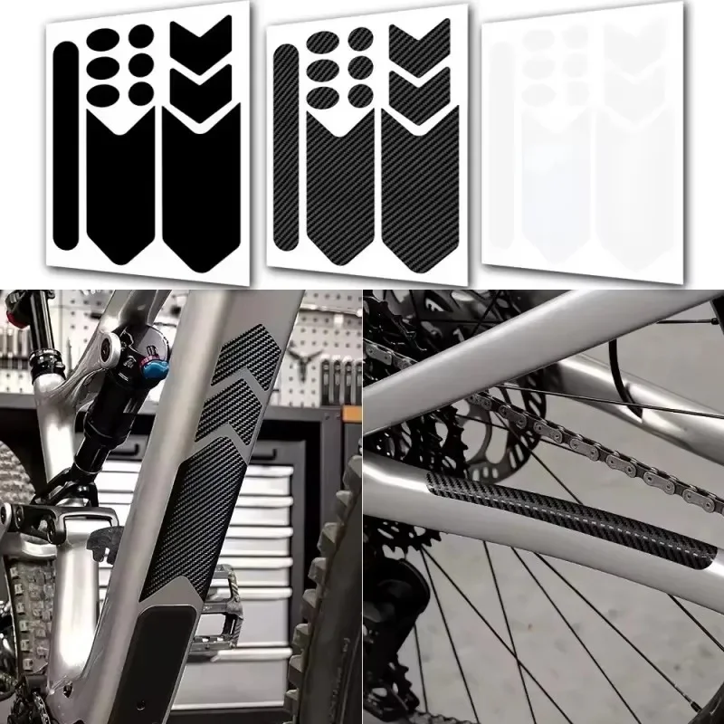 1/2/3/4/5pcs Carbon Fiber Bicycle Chain Protection Stickers Anti-Scratch Protective Film for Motorcycle MTB Bike Frame and Fork