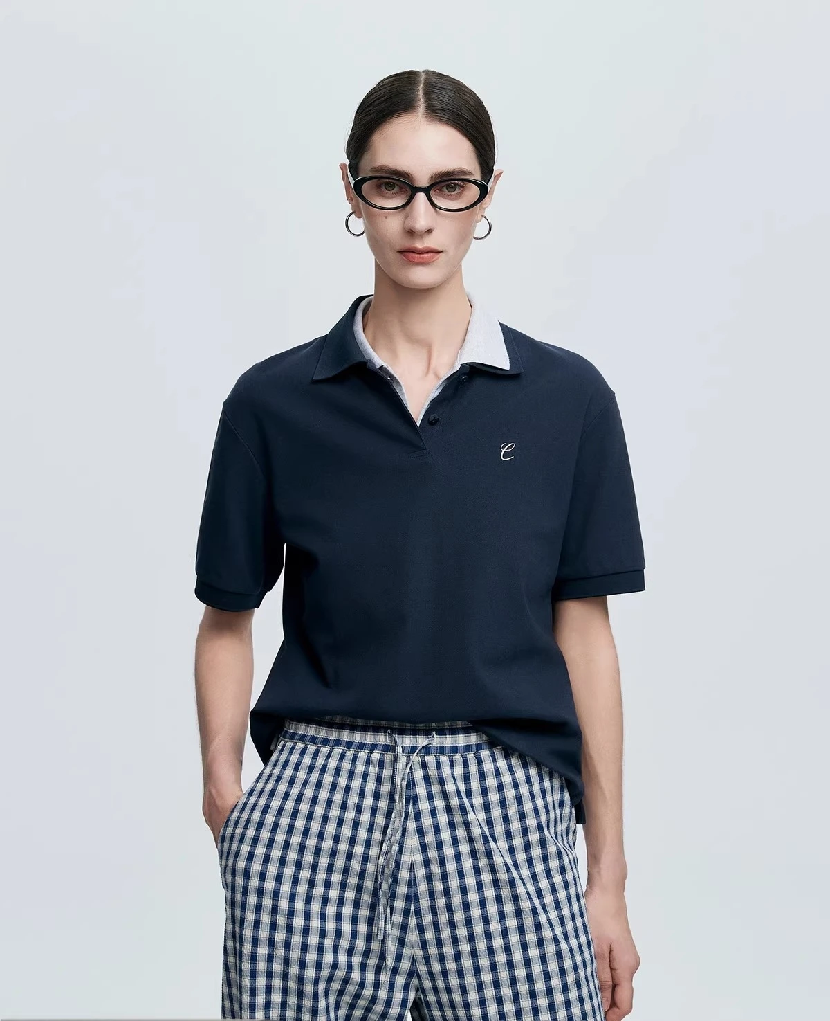 

Short sleeve Embroidery polo collar T-shirt female Spring 2025 polo shirt set Drawstring skirt