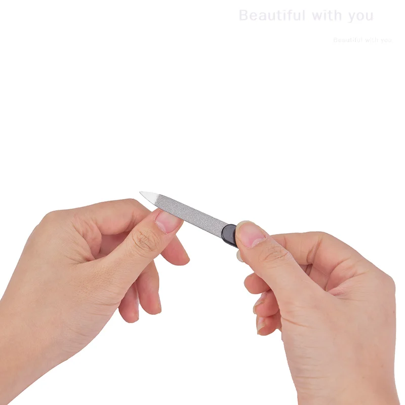 

5pcs Plastic Handle Metal Double Sided Nail Files DIY Manicure Pedicure Tool