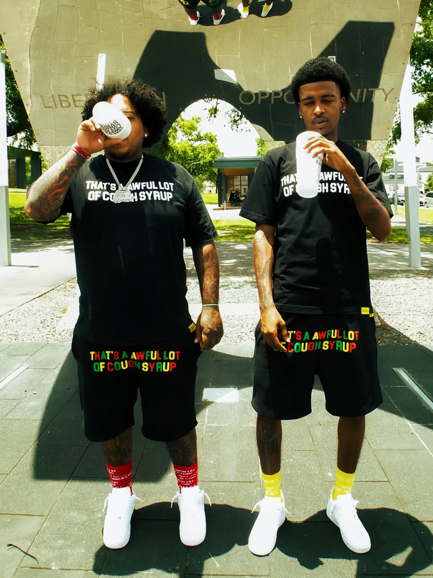 American Street Style Coughsyrup Printed Casual Hip Hop Short Pants Loose Fit Cotton Men's Summer Fashion Trousers