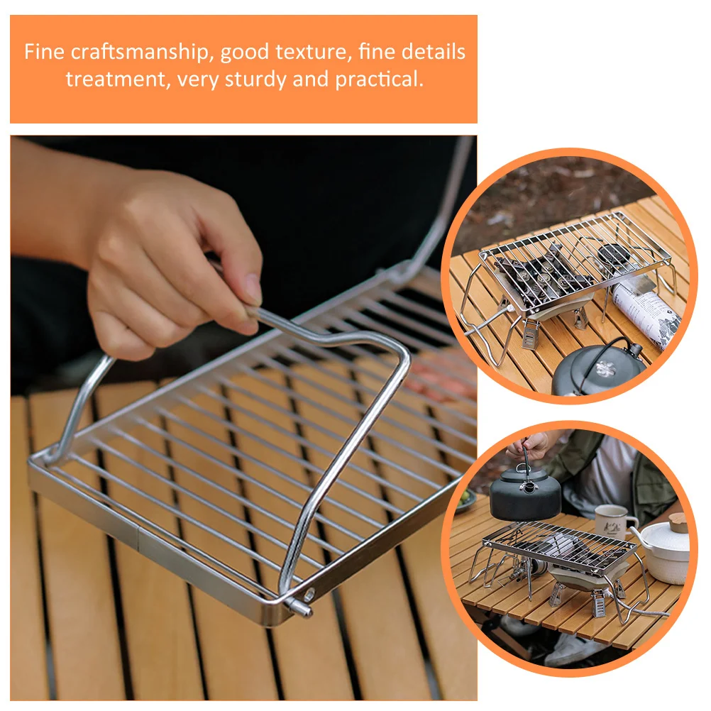

Barbecue Furnace Head Stainless Steel Adjustable Height Folding Grill Rack Outdoor Bbq Rack Portable Camping Fire Grill Stand