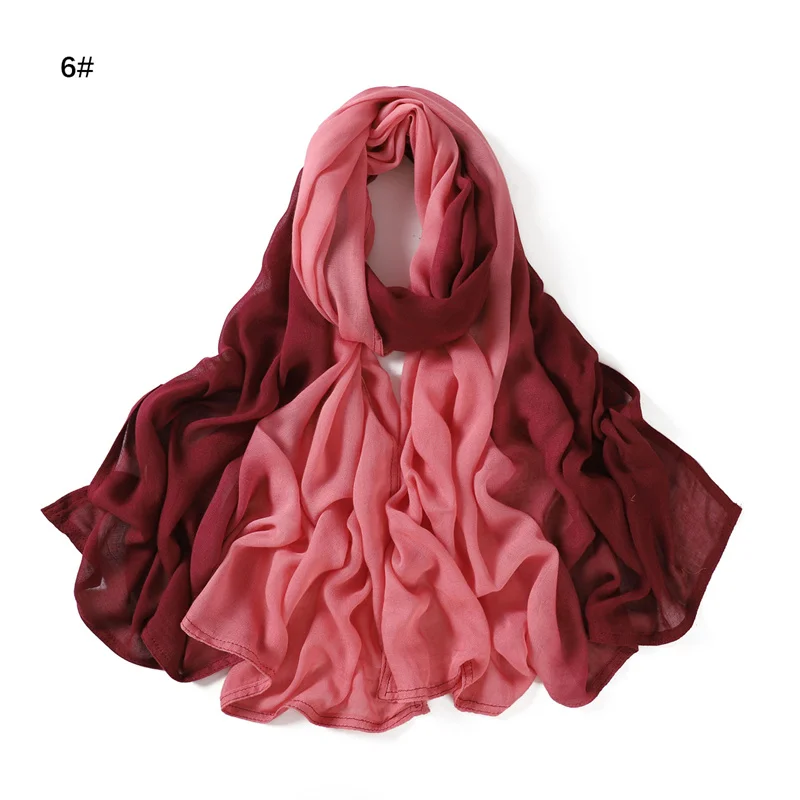 Foulard classique en coton pour femmes, Design à la mode, dégradé de couleur, doux, couleur unie, châle, musulman, 2024