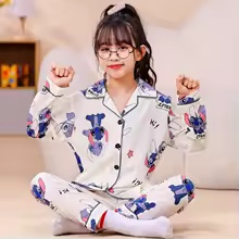 Lilo&Stitch Long Sleeved Pajamas Set Disney Anime Cartoon Characters Stitch Printed Accessories Kawaii Children's Home Clothing