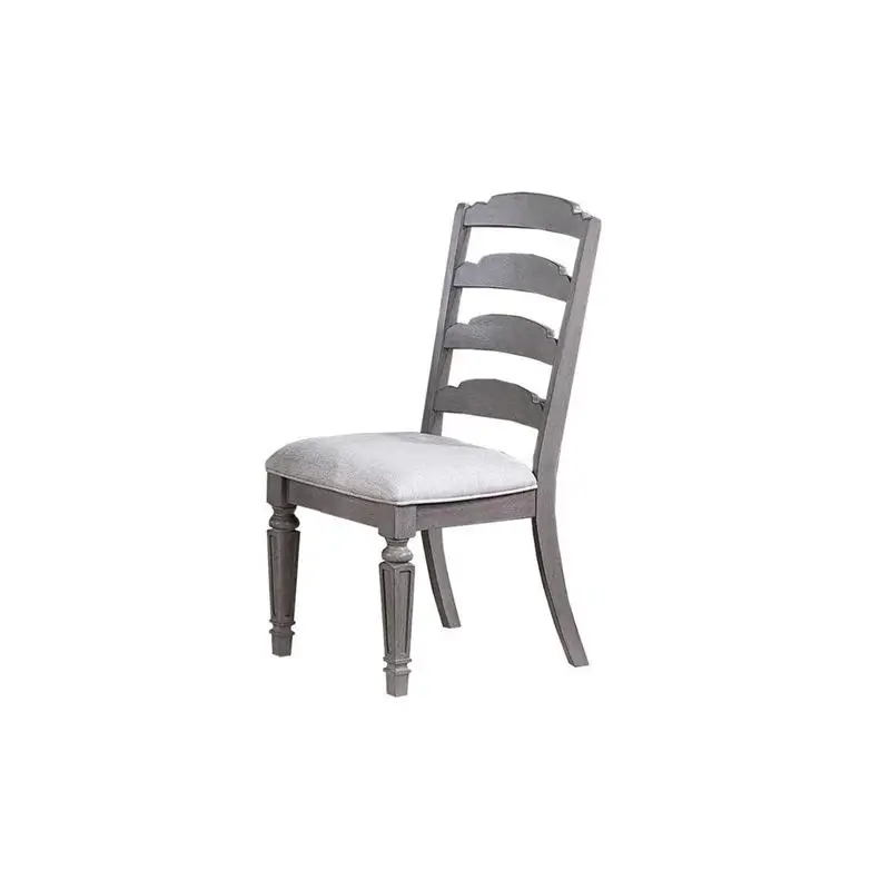 كراسي جانبية لغرفة الطعام مكونة من قطعتين باللون الرمادي الكلاسيكي مع ظهر سلم ومقعد وسادة