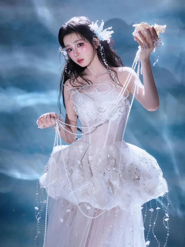 2026 New Dreamy Fairy Princess Mermaid Atmosphere Photography Costume Heavy Workmanship Special Occasion Women's Dress view 2