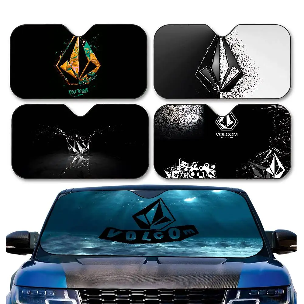 V-Volcoms شعار مظلة السيارات درع الزجاج الأمامي نافذة الشمس مانع غطاء الحماية الداخلية لشاحنة SUV قناع العالمي