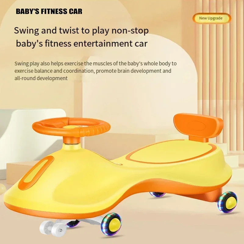 Mobil putar anak-anak, mobil bayi keseimbangan goyang, mobil Baby Walker usia 1-10 tahun, mobil yo-yo Anti guling, lampu musik roda senyap