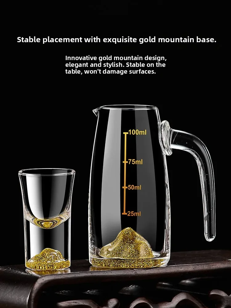 Luxury White Wine Cup Set Crystal Mountain Blue Scale Dividing Pouring Cup Chinese Style Gift Box Set One-Touch Cup Home Use