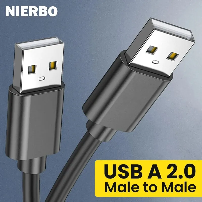 NIERBO USB to USB Cable USB A Male ToMale Superspeed USB 2.0 Type A Male to Type A Male 24 / 28AWG Cable 1.5m 5Feet Black