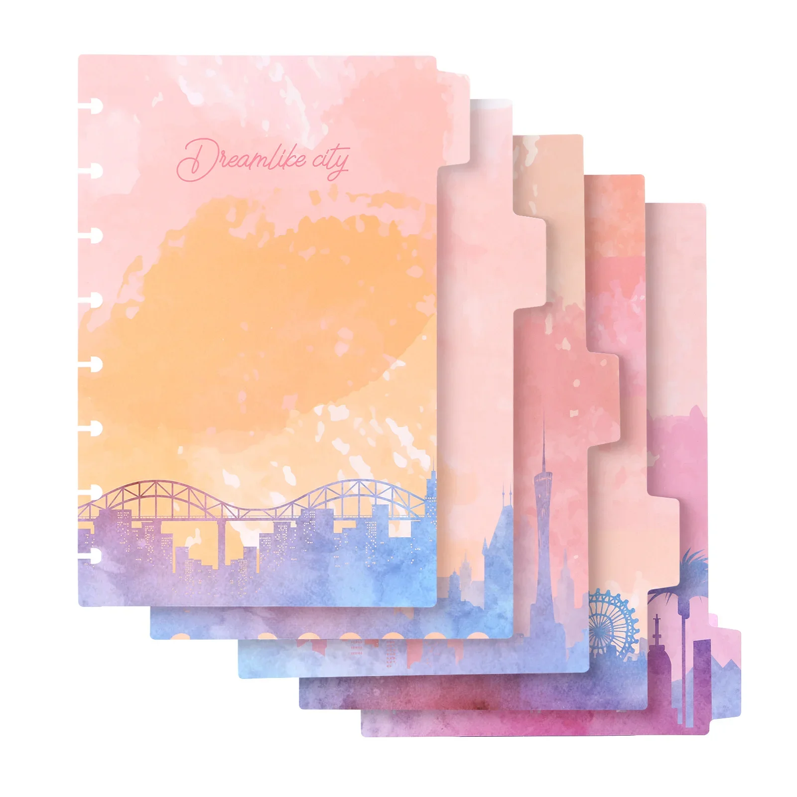 

5 Tab DiscBound Dividers, Paper Index Dividers, Assorted Multi-Color, Junior Size Dividers for Discbound Planners or Notebooks