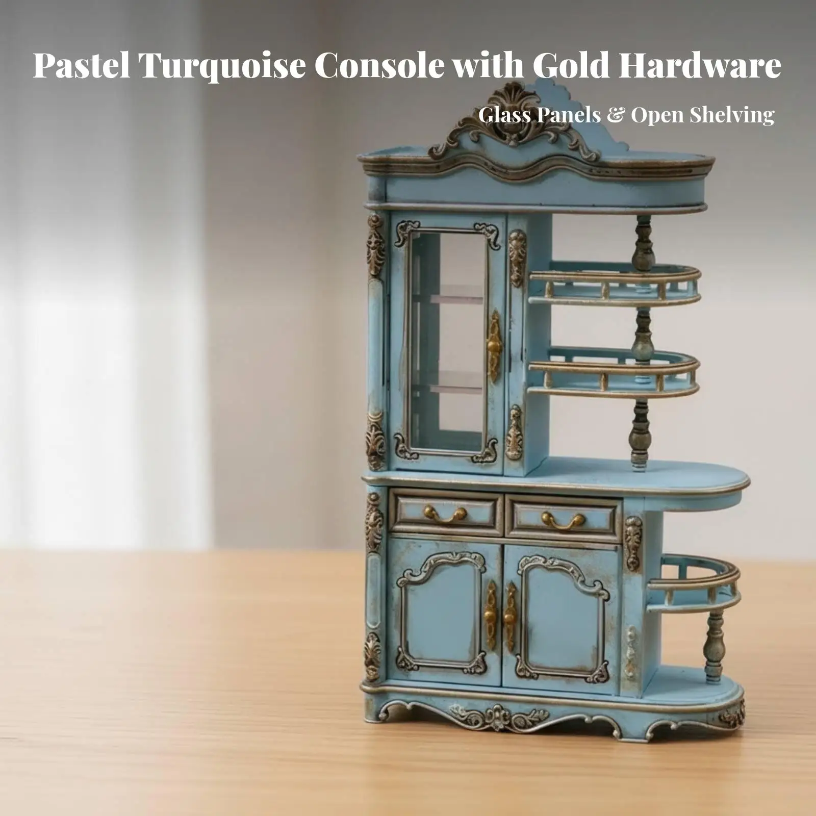 Tiny Display Cabinet Dollhouse Miniature Furniture with Opening Doors and Drawers for Collectible Toy Scenes Tiny Display Cabinet Dollhouse Miniature Furniture with Opening Doors and Drawers for Collectible Toy Scenes