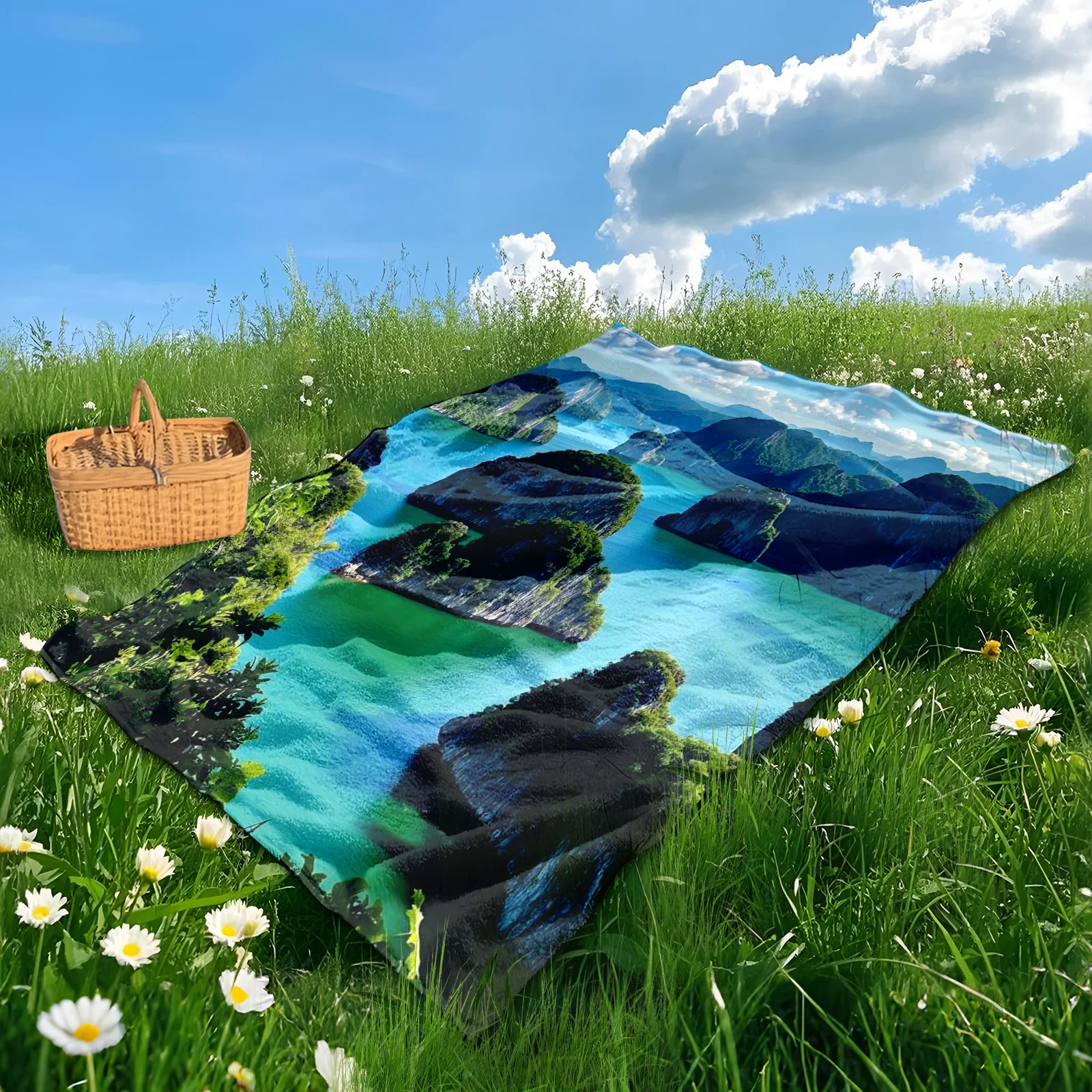 Halong Bay Karst Islands Emerald Waters Outdoor Blanket For Scenic Adventures And Coastal Relaxation