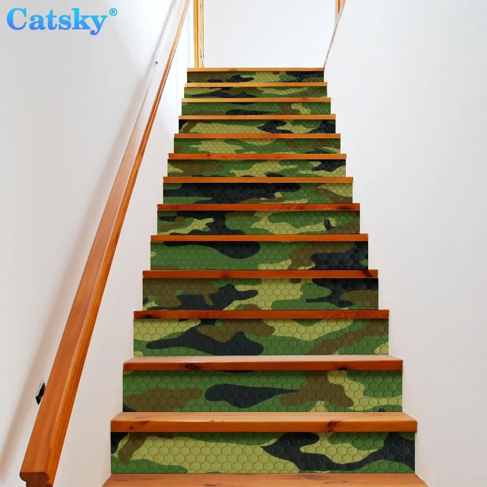 Camouflage sticker decal decoration home bookstore wallpaper wallpaper decoration stair step sticker waterproof pvc