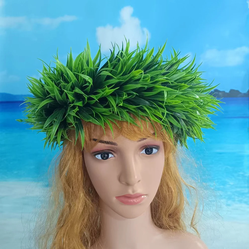 

Free Shipping KN-hk046 20Pcs/lot Artificial Thick Plastic Grass Headband Haku Hawaii Headwear Crown Dance Garland Head Lei