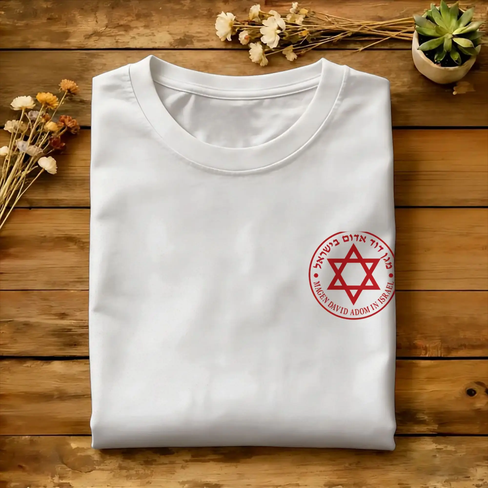 MDA Magen David Adom Kleines Logo. T-Shirt für Herren Vintage T-Shirts Sommer O-Ausschnitt Hip-Hop Tees Bestseller Übergroße Oberteile – Detail 6