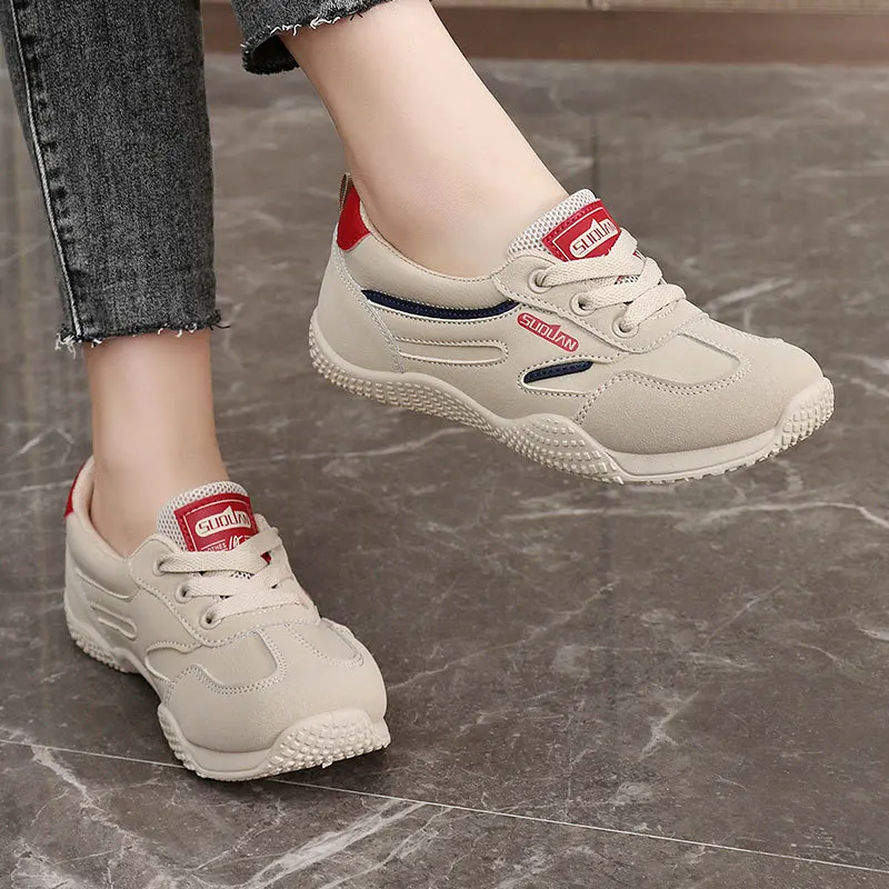 Woman Anti Skid Trainers Runn Jogging Shoes Faux Leather Sneaker 2026 New spring Cozy Sneakers Women Lace up Casual Sports Shoes