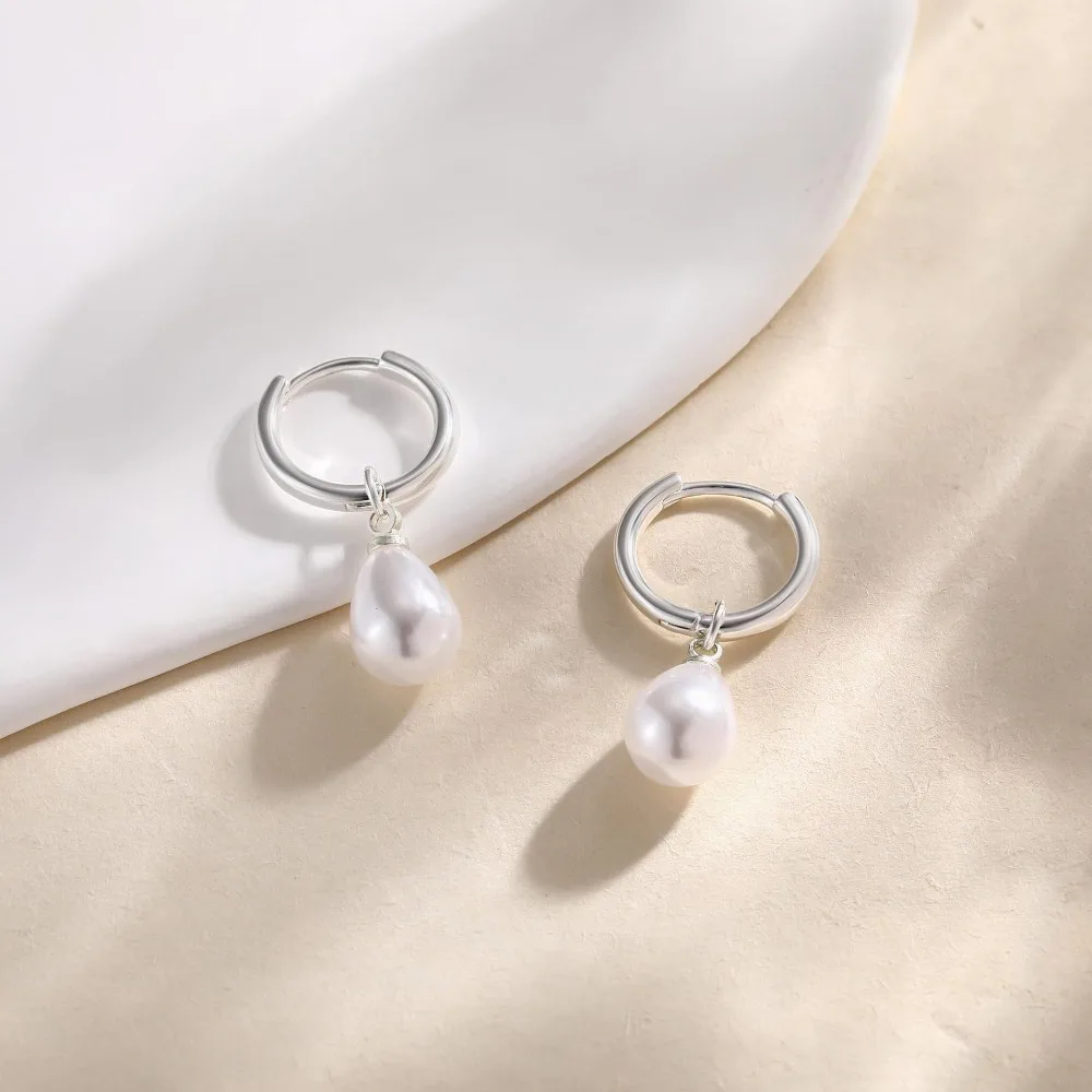 Imitation Pearl Pearl Set Waterproof Minimalist Geometric Clavicle Chain Earrings Chic Stainless Steel Two Piece Jewelry Set