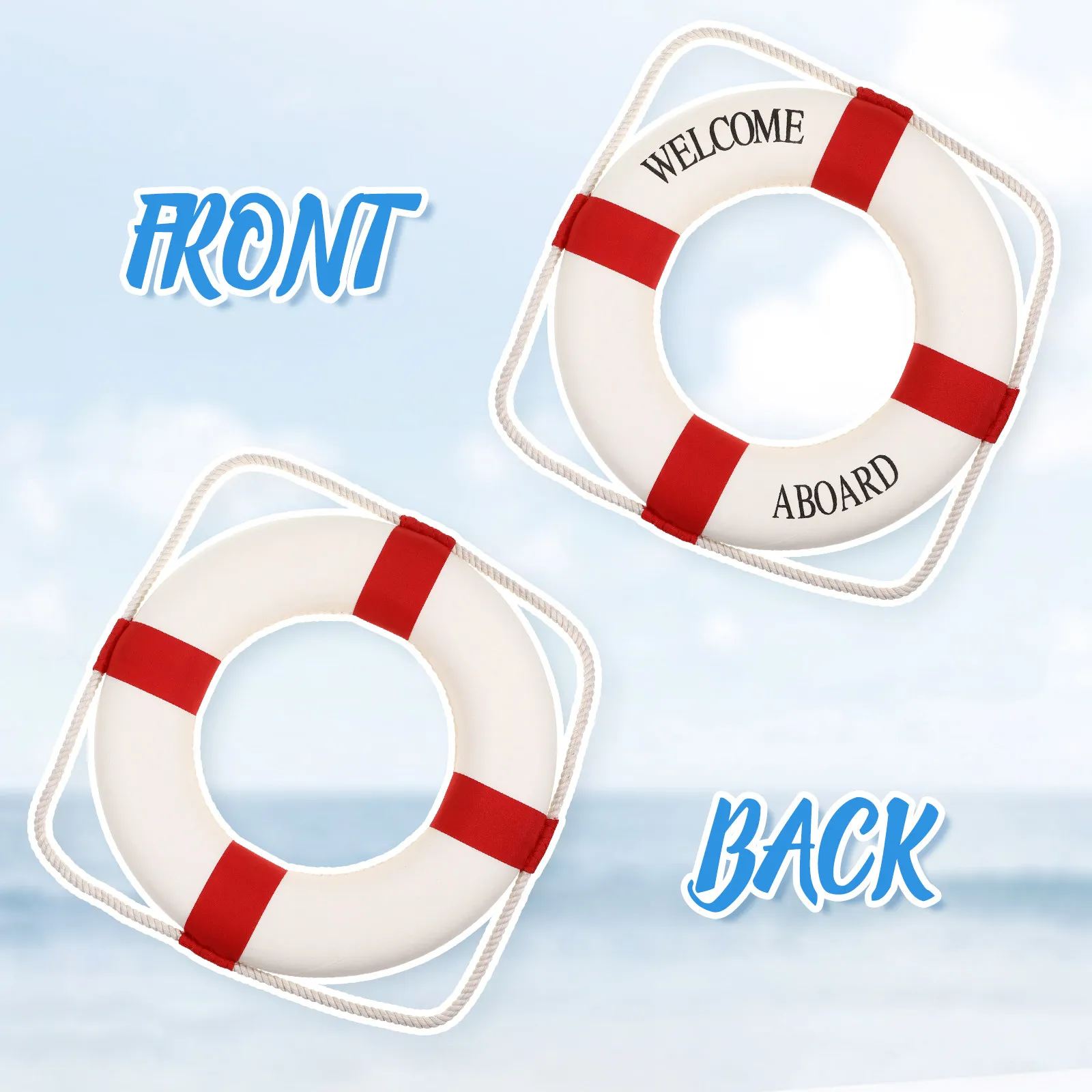 Red Lifebuoy Wall Hanging 50Cm Perimeter 30Cm Inner Diameter Cotton Blended Foam Nordic Mediterranean Style Home Decoration