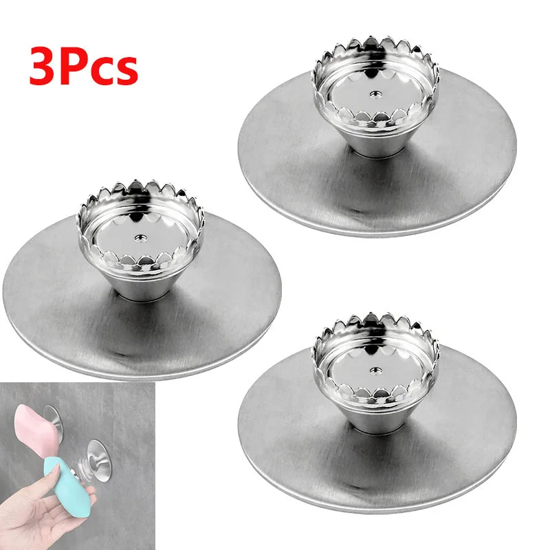 Set portasapone magnetico in acciaio inossidabile da 1 pezzo e 3 pezzi, portaoggetti a parete senza chiodi con ventosa per bagno