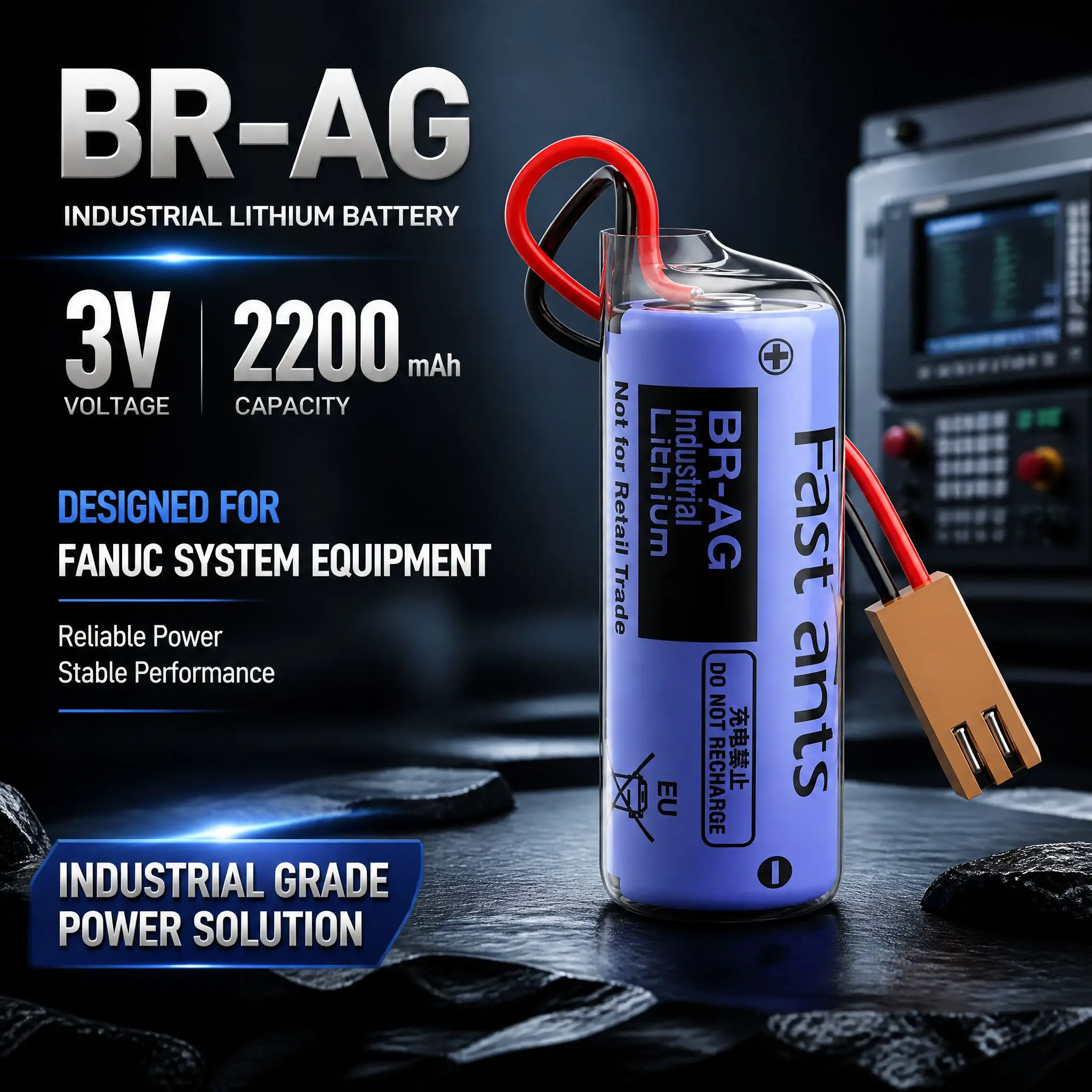 Original BR-AG 3V 2200mAh Lithium Battery BR 2/3AG 17335 High Capacity Industrial Battery for CNC Machine PLC Backup