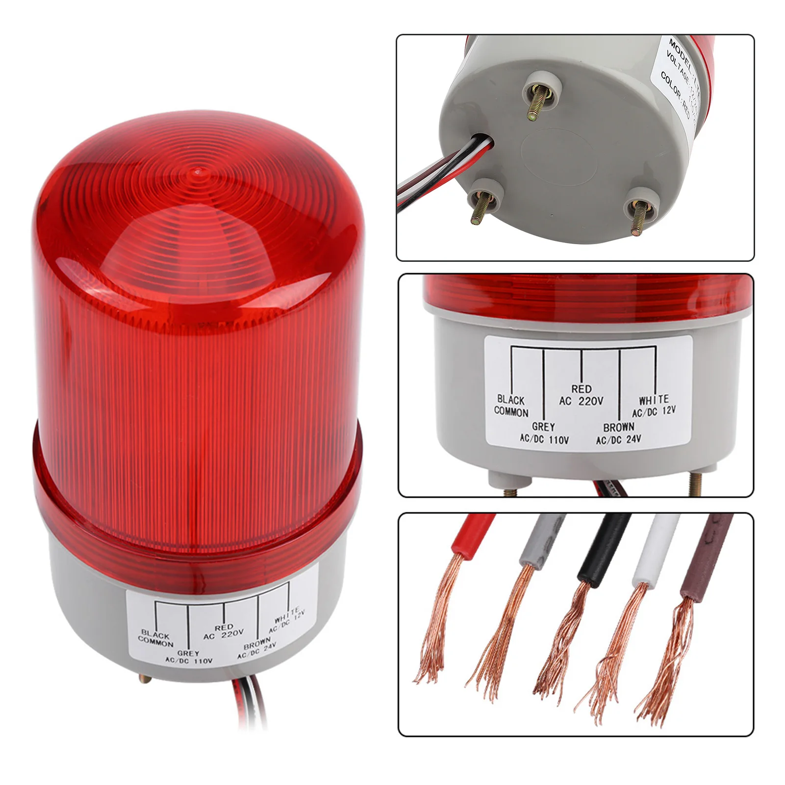 ZK20 1pc Red LED Emergency Warning Lighting Bulb Rotating Beacon Lamp AC220V