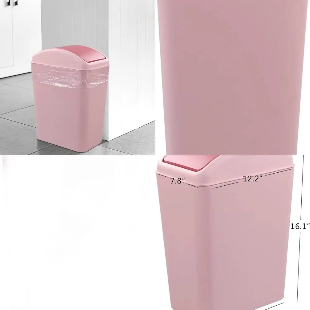 

16 Liter Swing-Top Pink Plastic Waste Bin for Kitchen and Office Use