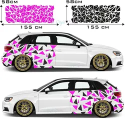 Car side stickers, triangles, car decoration, car tattoo, colored camouflage look, camo stickers, 250 pieces, camouflage style,