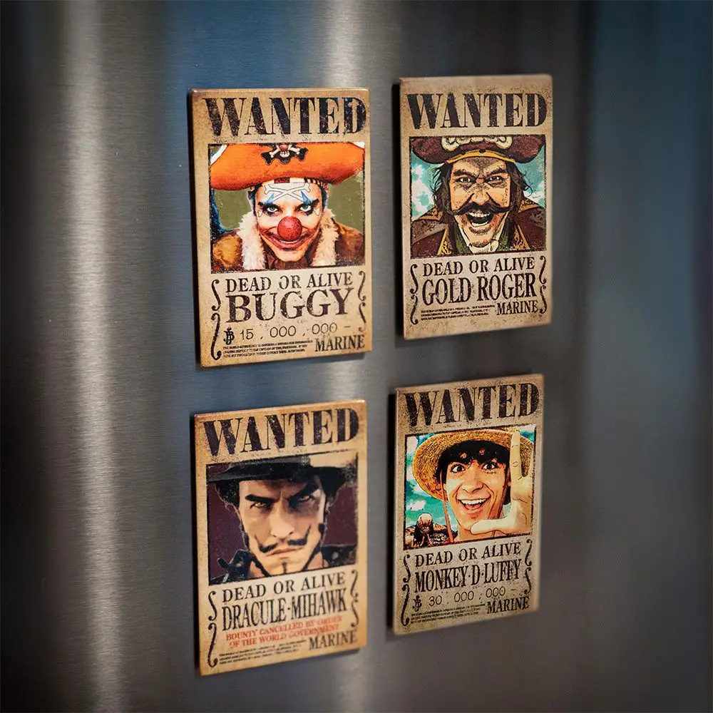 1Set One Piece Officially Licensed Wanted Posters Title Sequence Fridge Magnets For Locker Decorative Alloy Magnetic Ornaments view 3