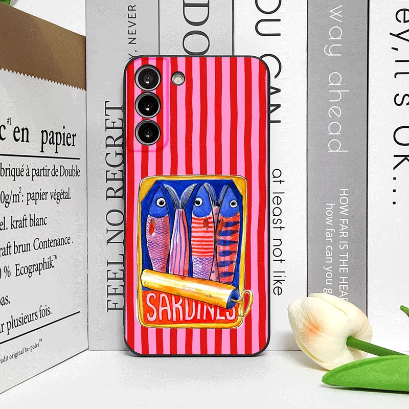 Afbeelding 6: Schattige gestreepte patroon sardines kleurige vis grappige telefoonhoes voor OPPO Reno 13 12 F 11 10 Pro Plus Find X8 X5 X3 Lite A58 zachte hoes