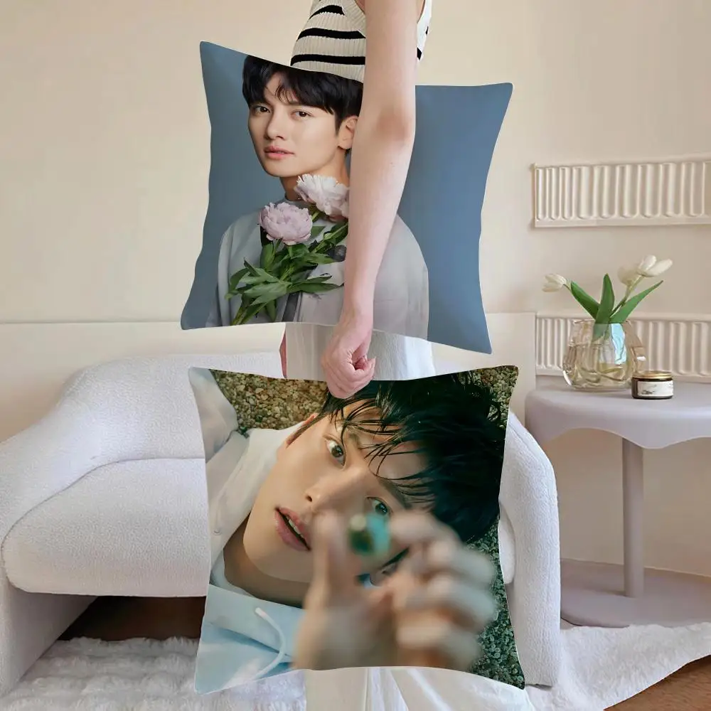 Fashion Home Handsome J-Ji Chang Wook Cushion Cover Washable Faux Linen for Daily Use Sofa Home Room lightweight Decor