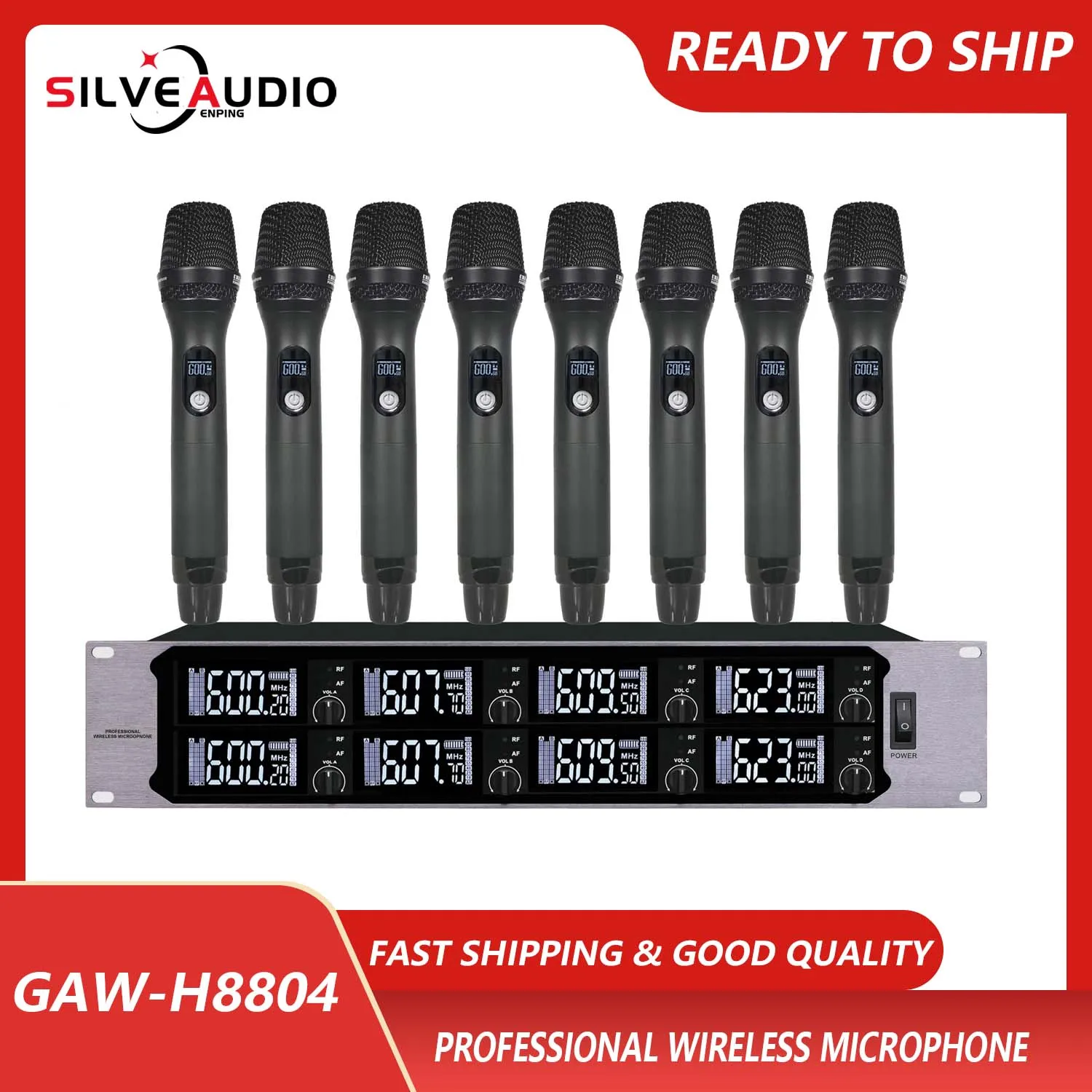 

GAW-H8804 One Drag Eight Wireless Metal Microphone Professional Conference Room Stage Performance UHF Handheld