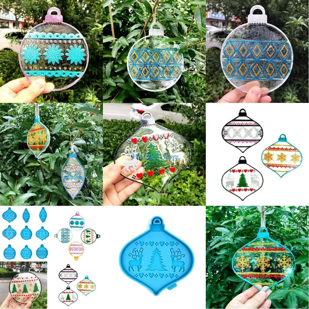 

G5GC Christmas Resin Molds Keychain Ornament Silicone Molds Jewelry Making Mold Tools