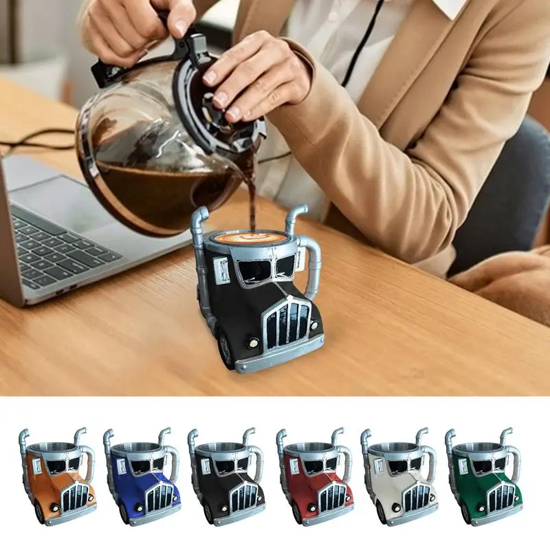 Creative Truck Design Coffee Mug Semi-trailer Water Cup Home office Desktop Kitchen Semi Truck Cold and Hot Drinks Cup Ornaments