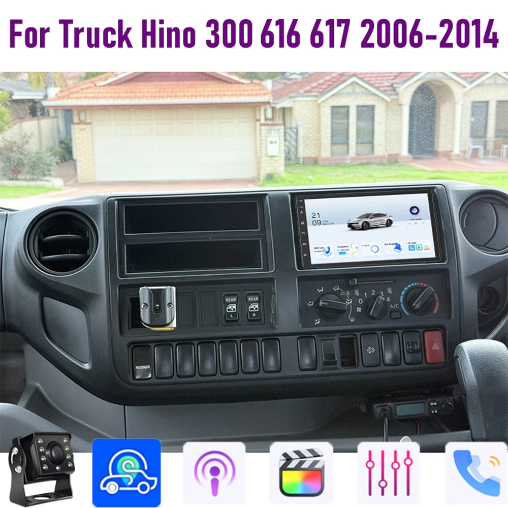 GPS 7 "4 + 64GB para camión Hino 300 616 617 2006-2014 Radio de coche control del volante Google Map estéreo Wifi imagen de marcha atrás 2DIN