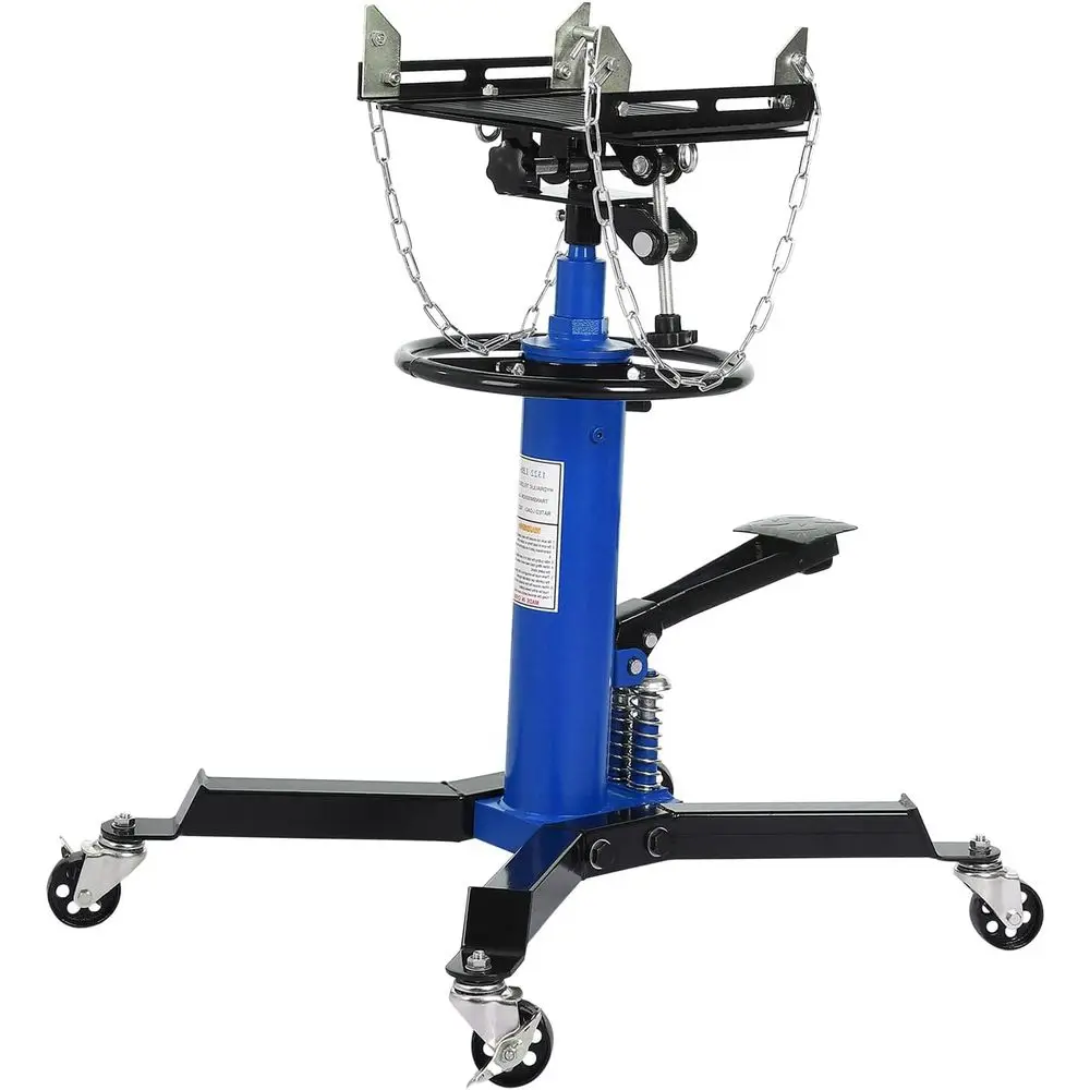 

Телескопический подъемник для трансмиссии повышенной прочности, 1322 фунта, высота 33,5-69 дюймов, 2-ступенчатая стойка с ножной педалью и поворотными колесами, синий