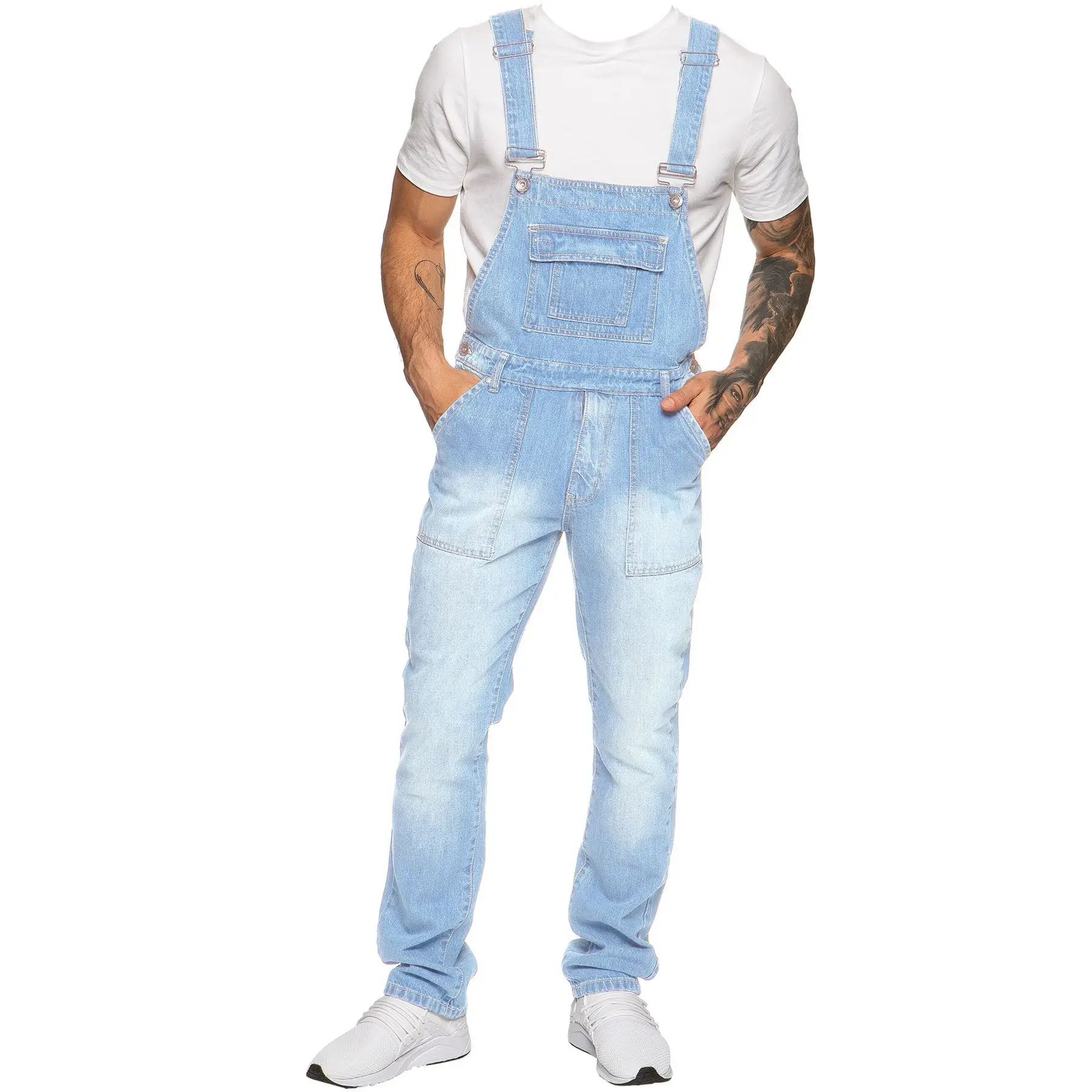 Overalls Men's Casual Multi-Bag Elastic Slim-fit Pants Men's Denim Overalls view 5