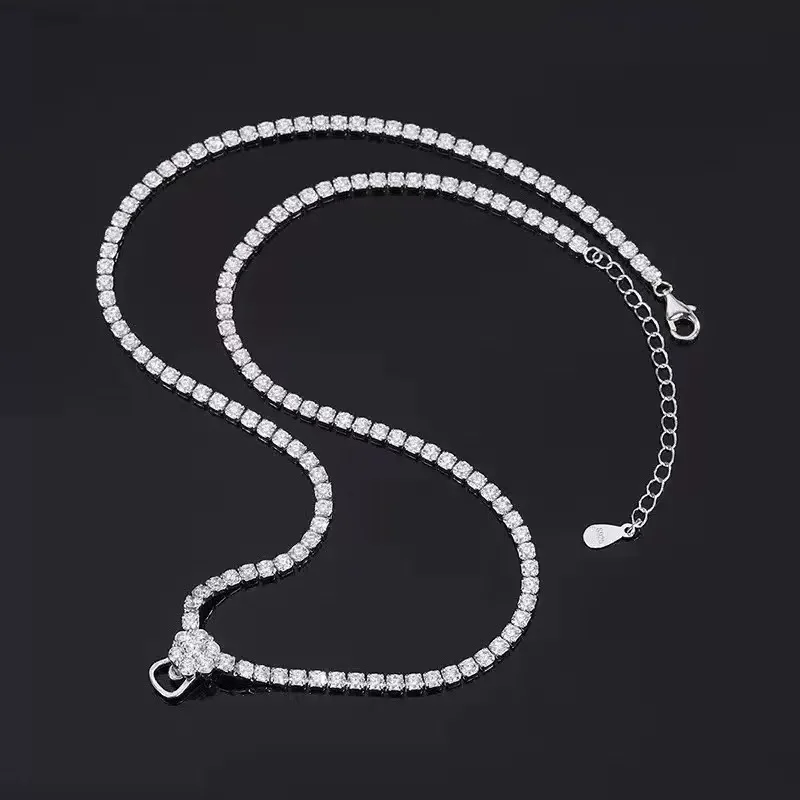 New luxury internet celebrity live-streaming best-selling simulated sapphire open ring Necklace pendant and earring set