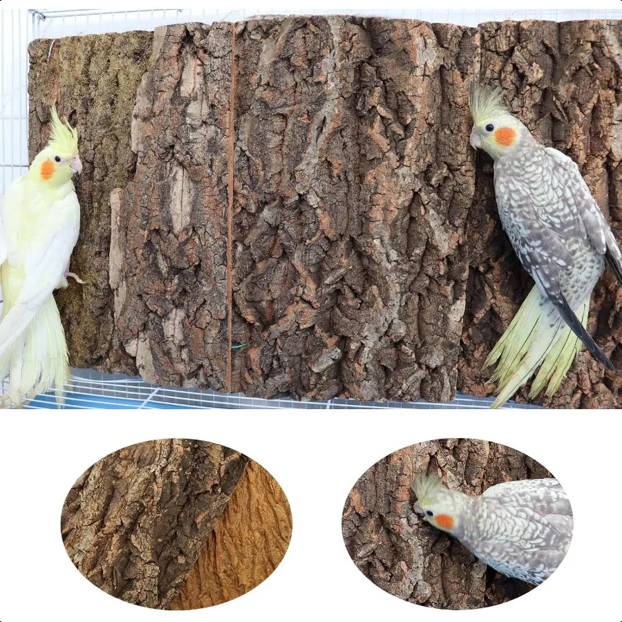 2 حزمة 16x12 بوصة 100% الفلين الطبيعي جثم الطيور الفلين مقعد لوحات قفص العصافير النباح ديكور اكسسوارات للطيور الببغاء الببغاء بارو #3
