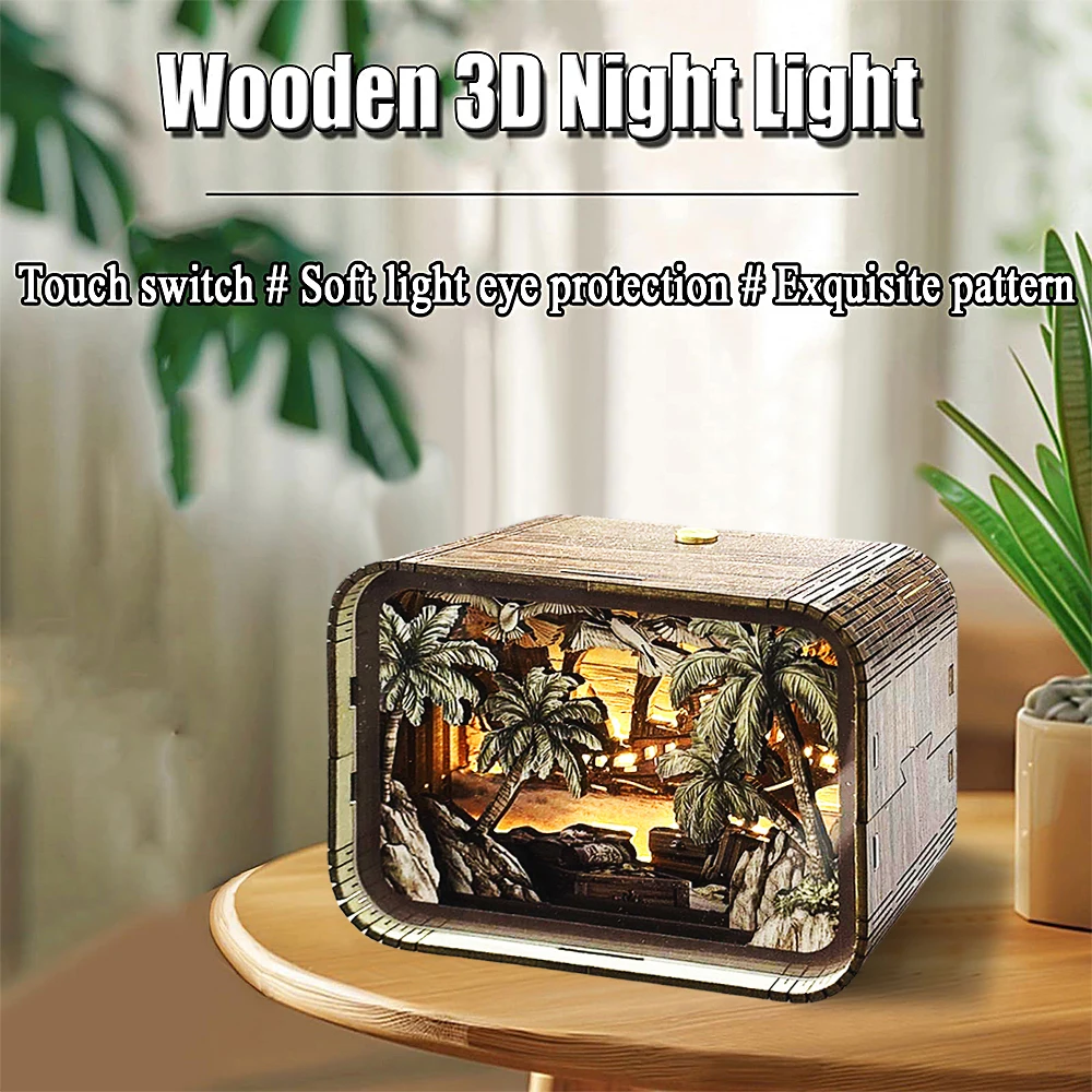 

3D Fantasy Castle Diorama Music Box with LED Light, Handcrafted Ocean & Coral Design, Unique Gift for Collectors