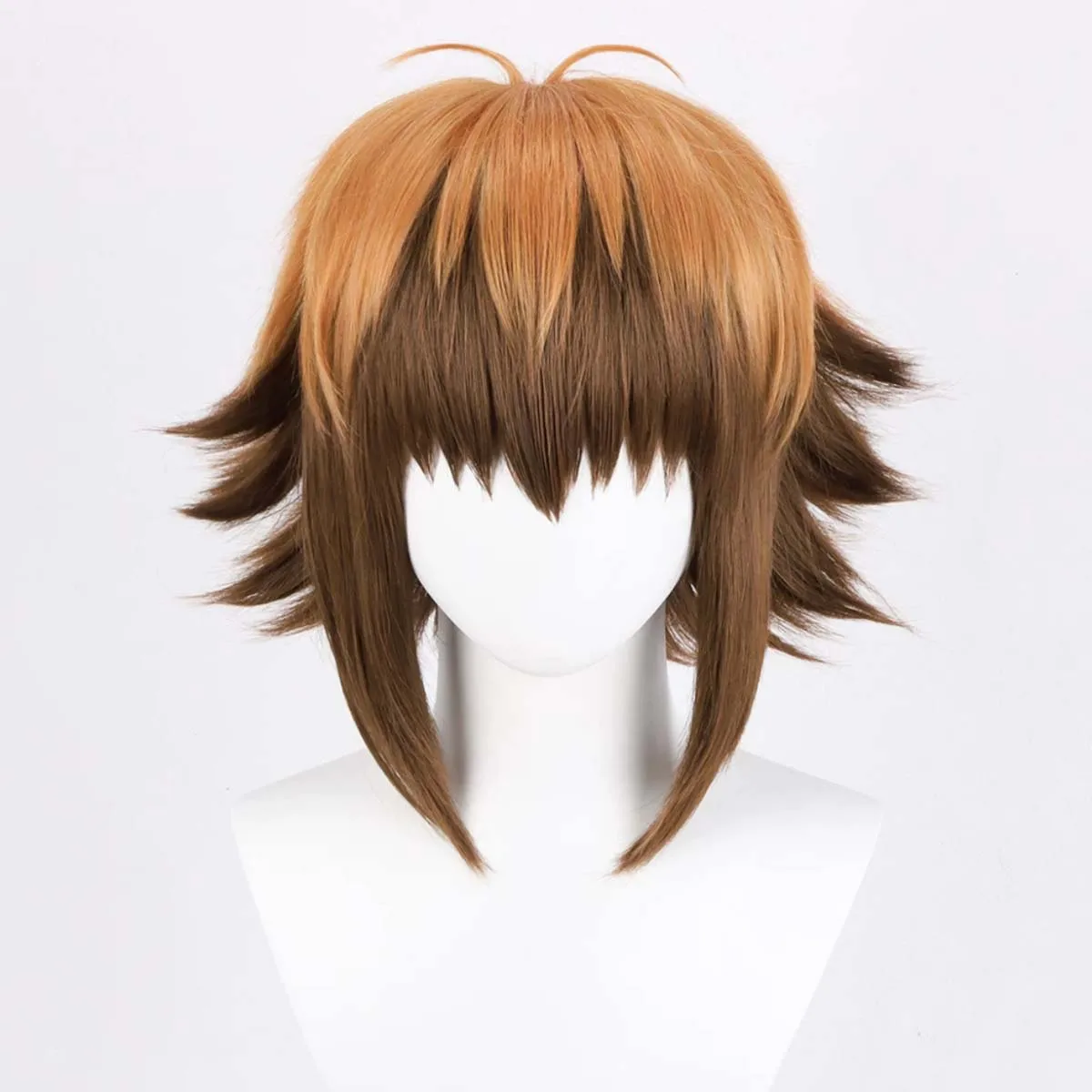 Men Anime Yu‑Gi‑Oh! GX Jaden Yuki Cosplay Wig Short Orange Brown Gradient Heat Resistant Synthetic Hair For Costume Props