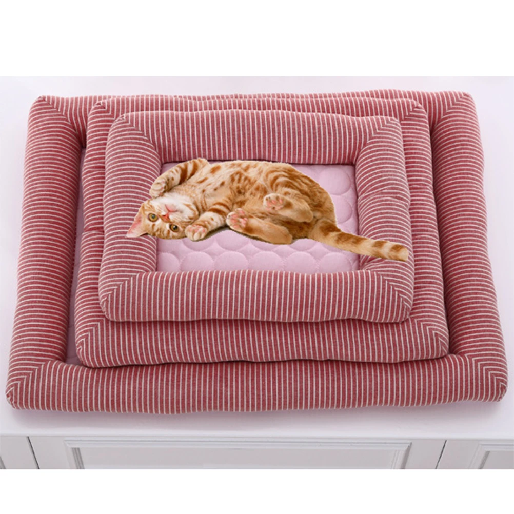

Summer Cool Ice Silk Cat Bed Pad Pet Cushion Detachable Washable For Cats Dogs Pink S 45X35Cm Strong Durable Cute Design Play