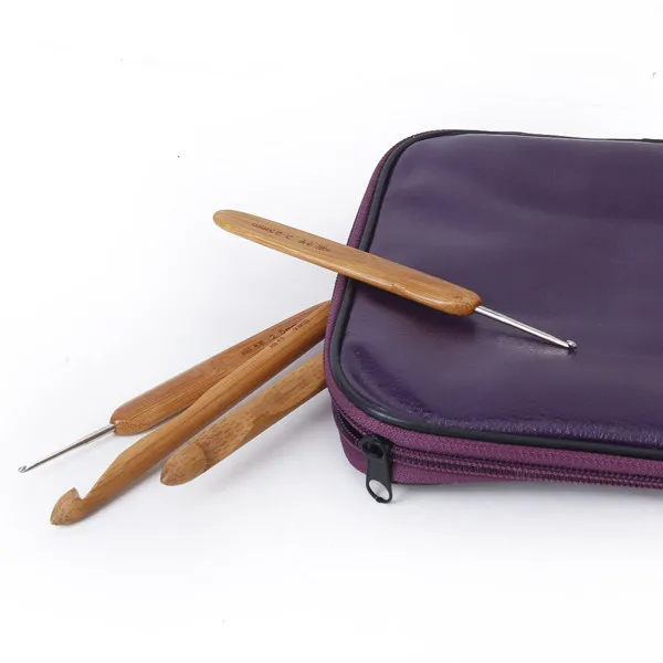 

20Pcs Crochet Hooks Knitting Needles Set Bamboo and Alumina Tips 12 Sizes 8 Long 374In 12 582In Smooth Handle Weaving Craft with