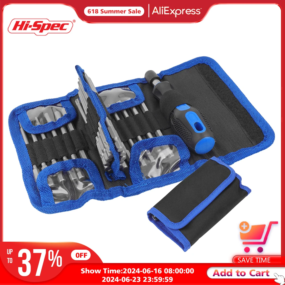 

Hi-spec 24in Screwdriver Set Magnetic Screwdriver Bit Holder Quick Release Hex Torx Bits For Screwdriver Multi Set In Canvas Bag