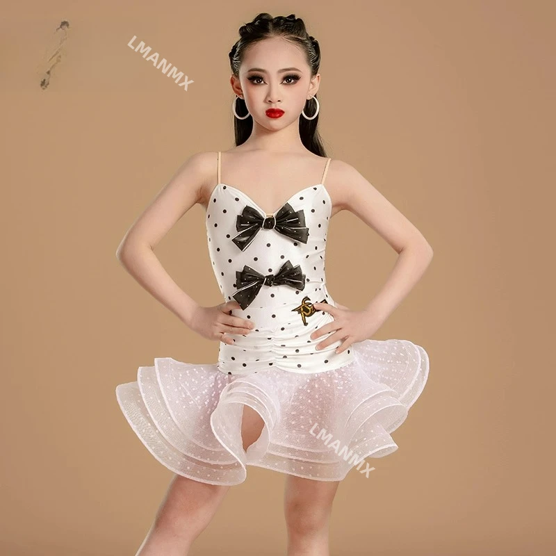 

Advanced children's Latin dance costume 2025 new style girls' spring and summer mesh professional practice suit set
