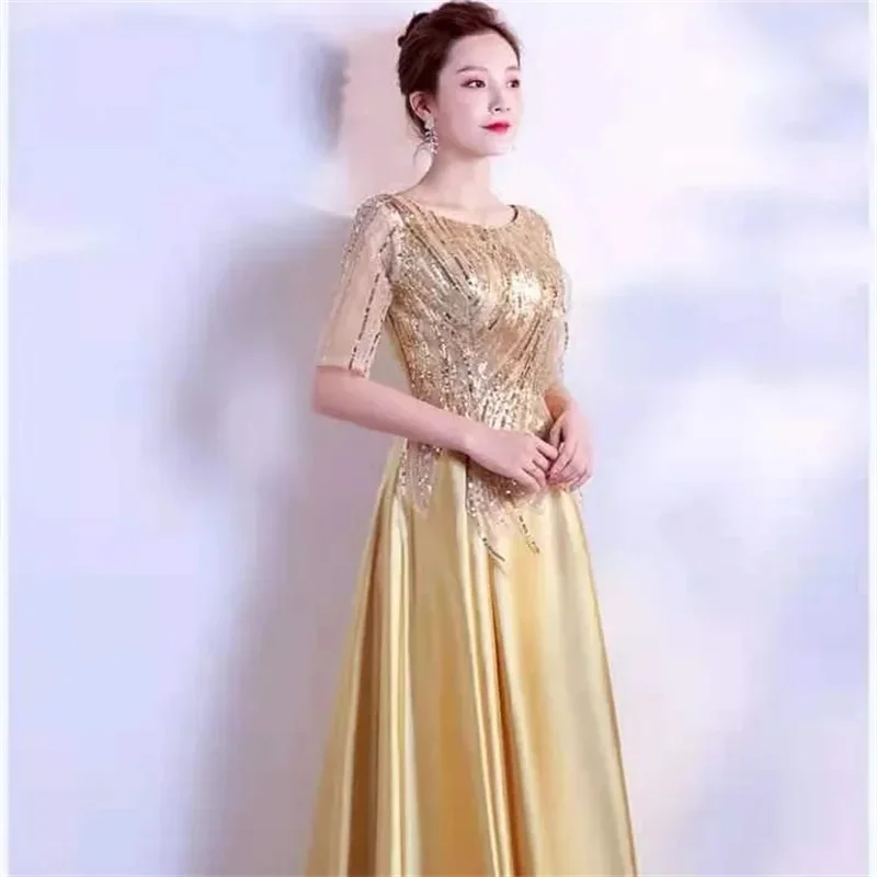 Fashionable Elegant Grand Choir Performance Costume Female Adult Chorus Long Dress Banquet Host Temperament Slim Evening Dress